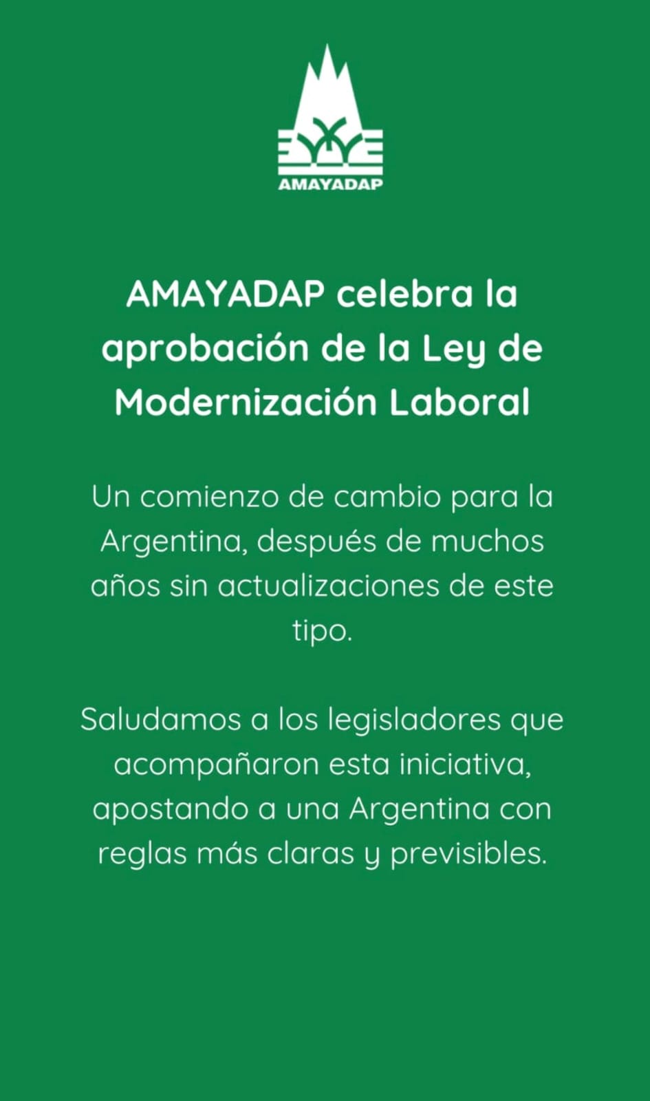 AMAYADAP celebró la aprobación de la reforma laboral: “Es un comienzo de un cambio que se está necesitando en la Argentina” 2