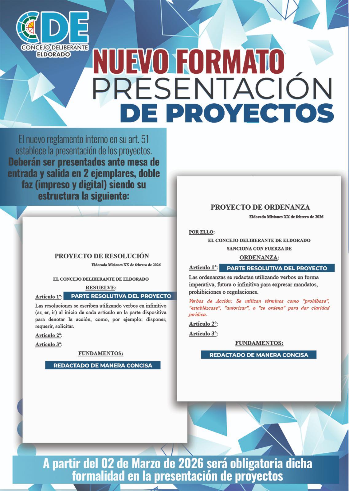 El Concejo Deliberante de Eldorado implementa un nuevo formato para la presentación de proyectos 2