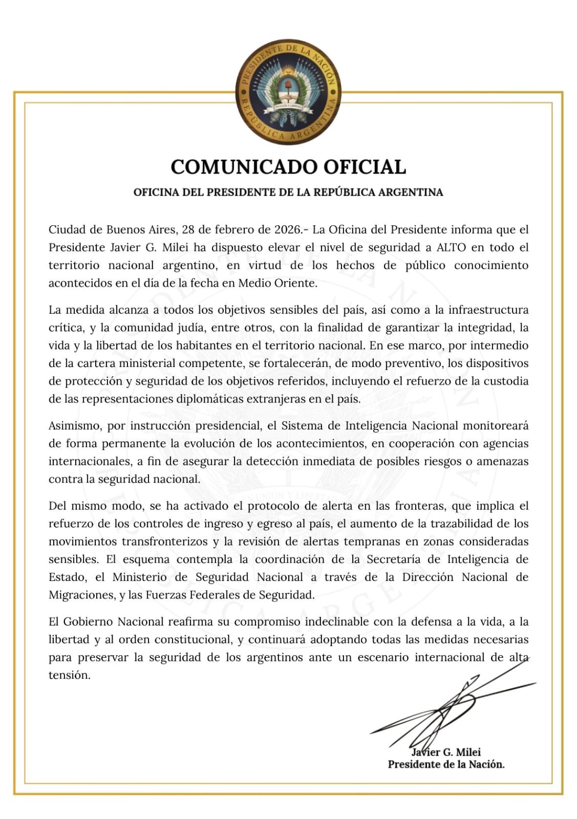 Argentina elevó al nivel “Alto” la alerta de seguridad por la crisis en Medio Oriente 2