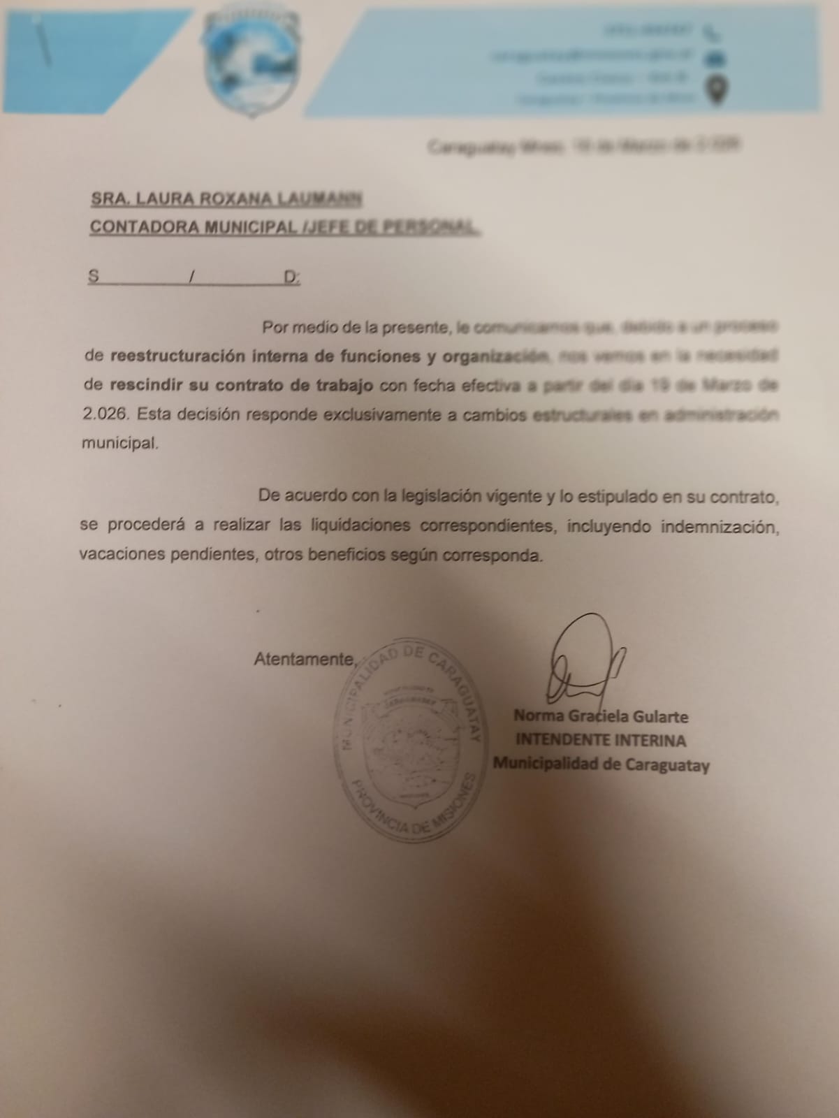 Cambios en el gabinete municipal de Caraguatay tras la asunción interina de Gularte 3