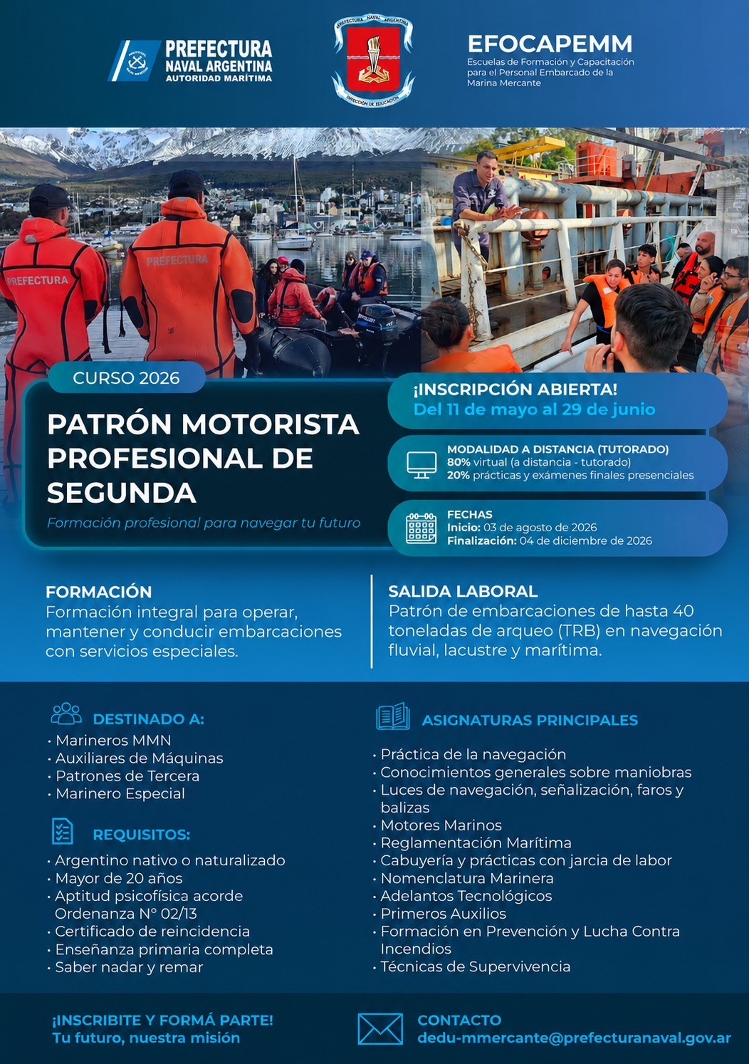Prefectura Eldorado abrió las inscripciones para el curso de Patrón Motorista Profesional de Segunda 2