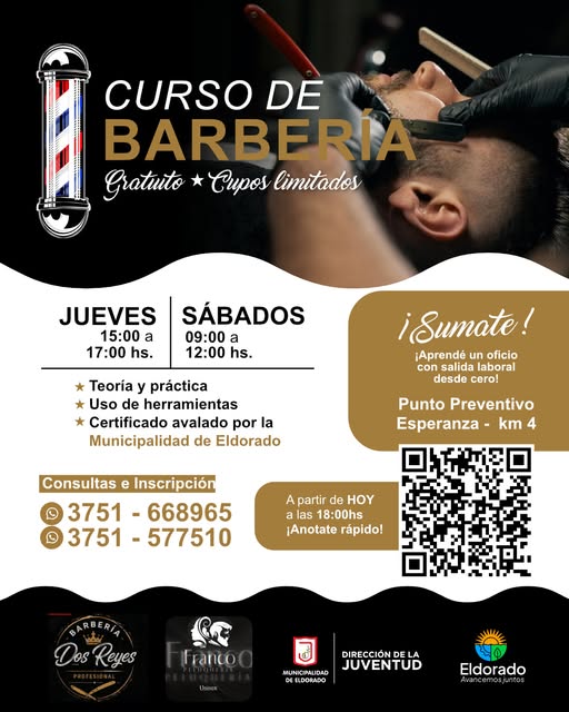 Están abiertas las inscripciones para el taller de barbería y peluquería en Eldorado  2