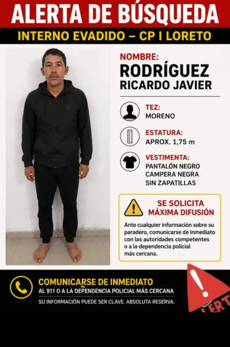 Buscan a un interno que se fugó del penal de Loreto 3