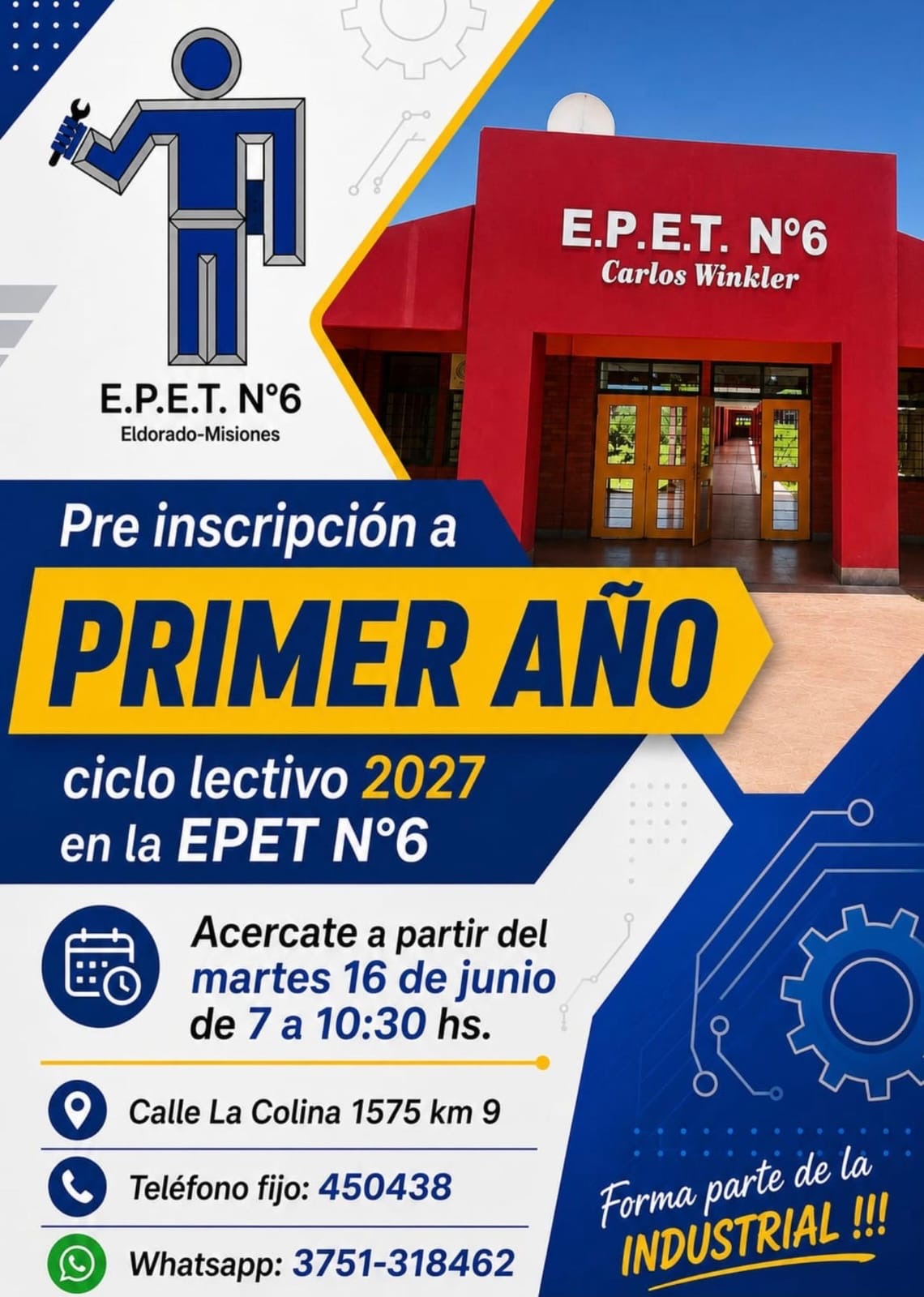 La EPET N.º 6 abrió las preinscripciones para el ciclo lectivo 2027 2