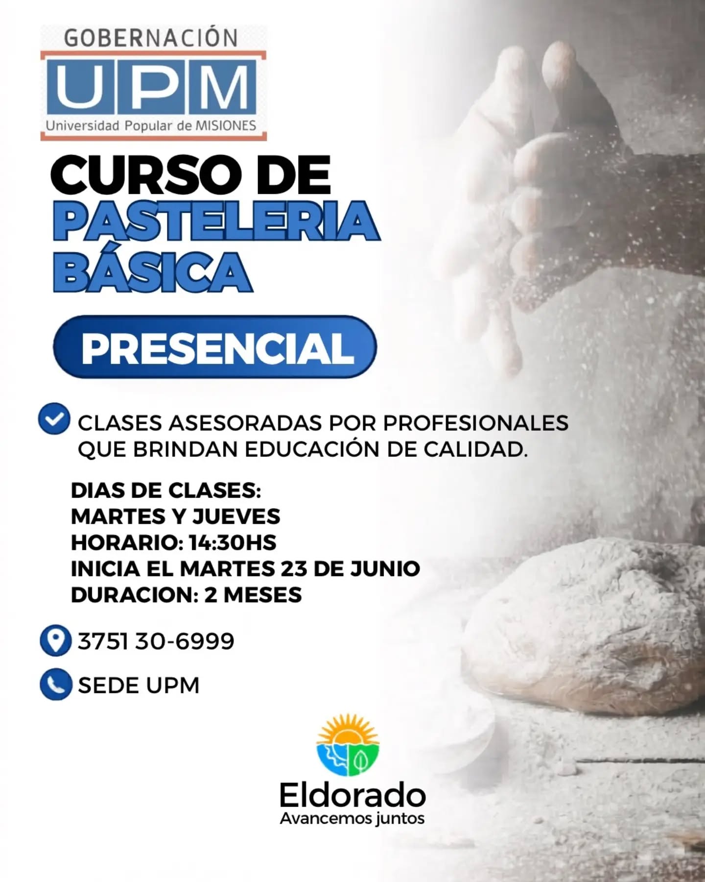 Dictarán un curso de pastelería básica en Eldorado 2