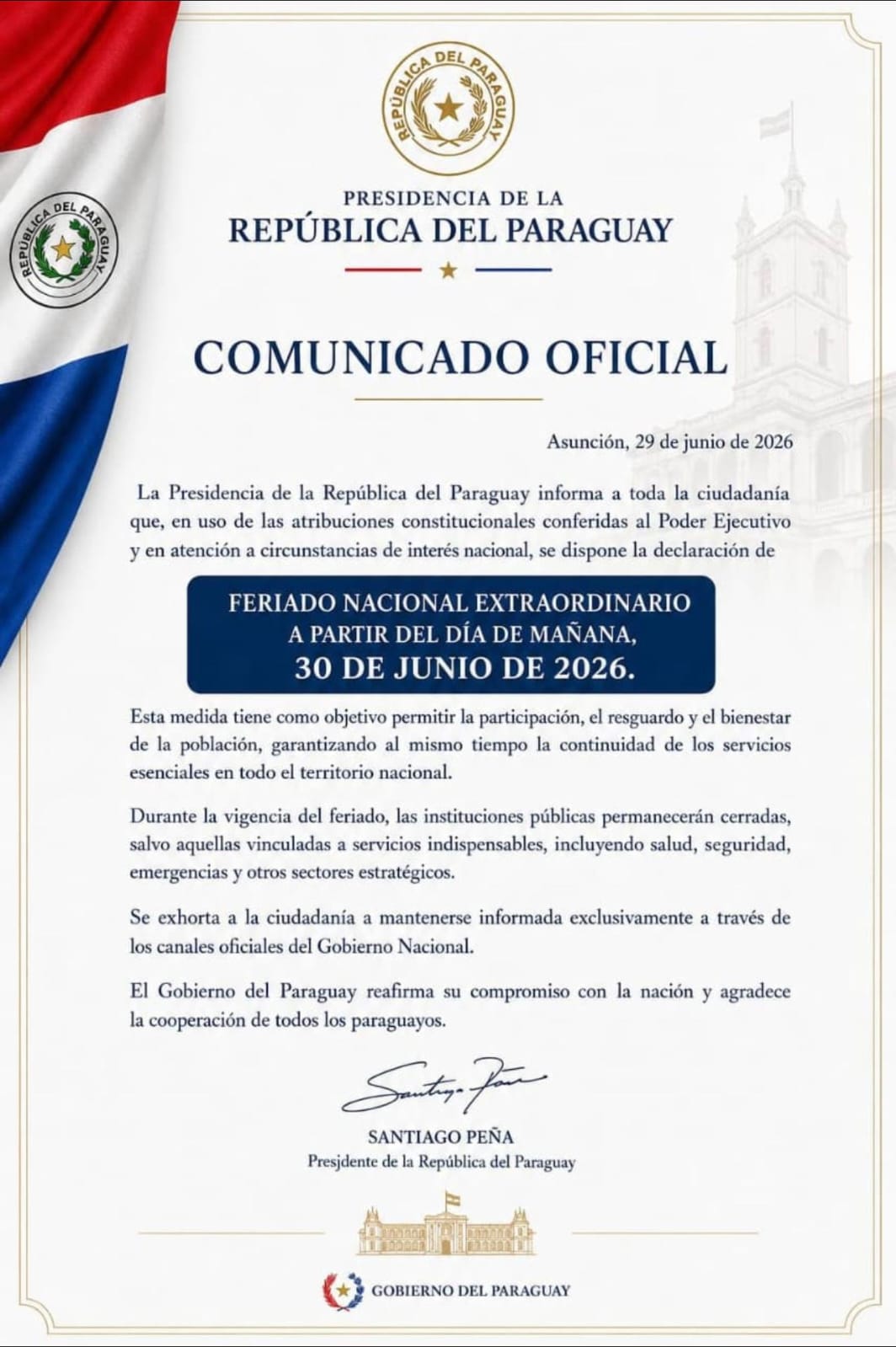 Paraguay declara feriado nacional tras la histórica clasificación de la Albirroja a octavos del Mundial  2