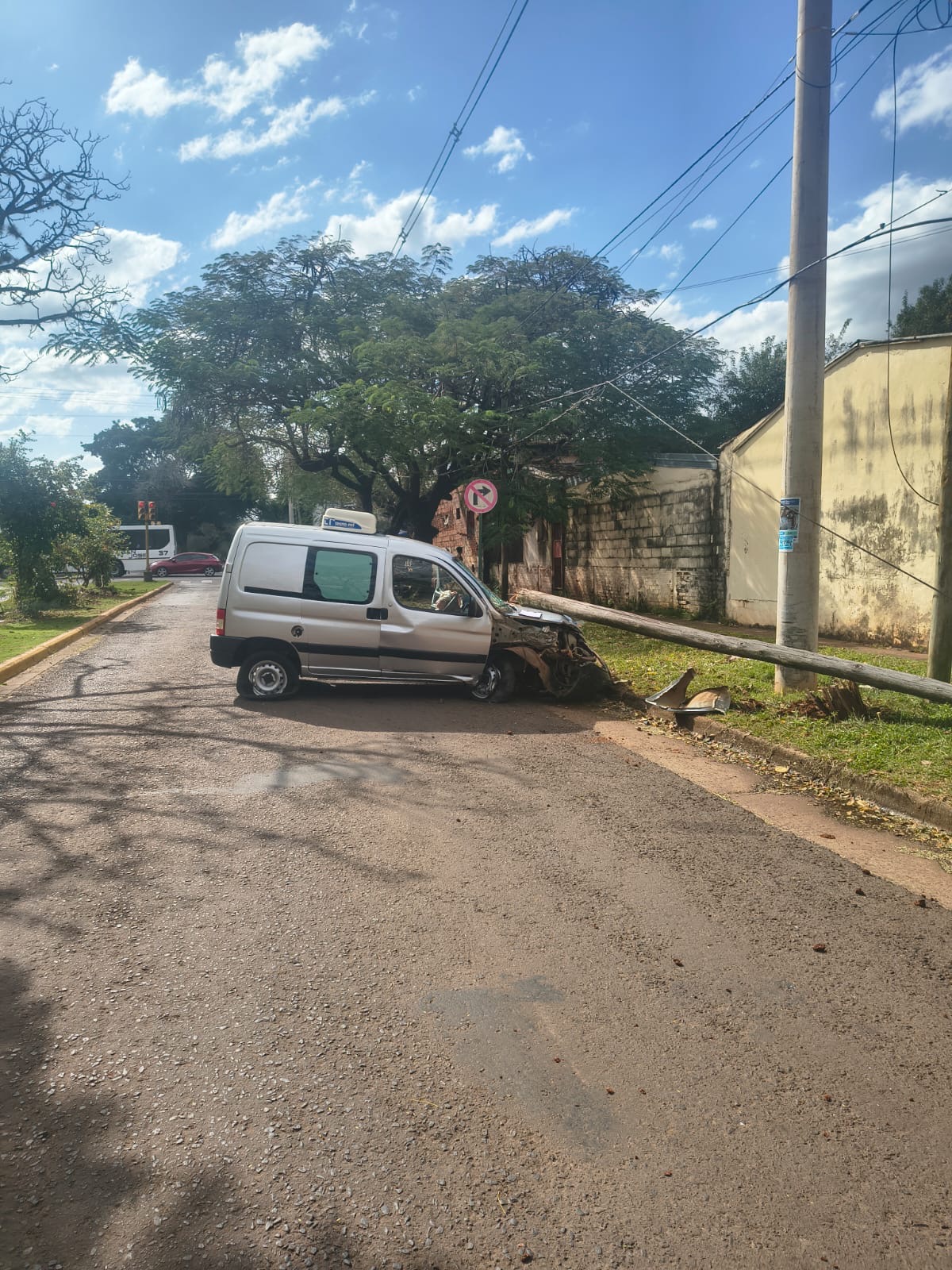 Intentó esquivar a un perro y terminó chocando contra una columna en Posadas