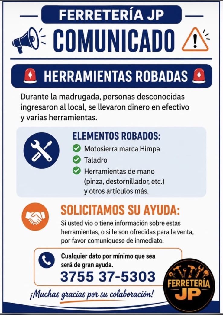 Robo en una ferretería de Eldorado: hicieron un boquete y escaparon cuando se activó la alarma 2