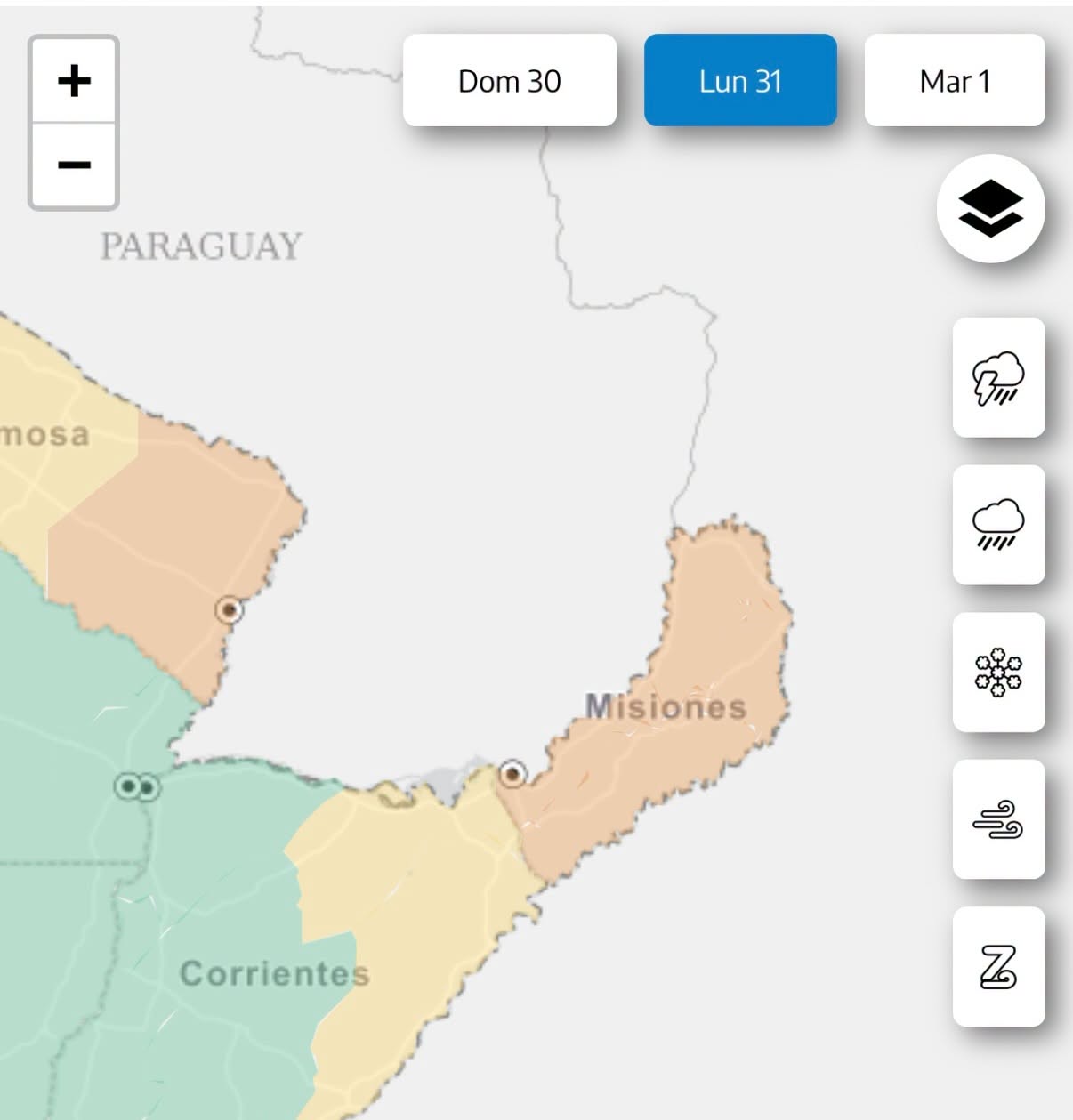 Alerta naranja y amarilla por tormentas en Misiones 2