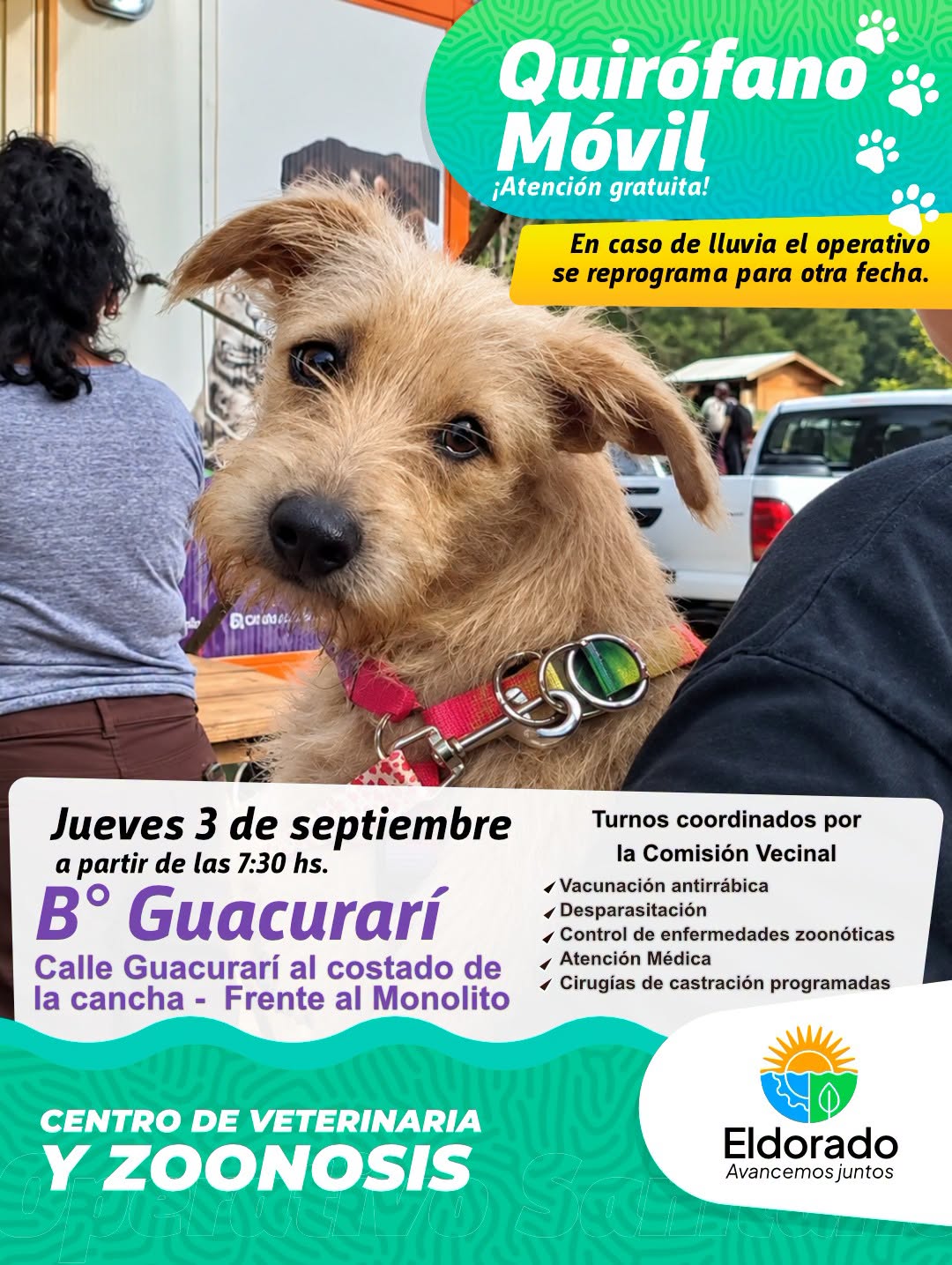 Realizarán un nuevo operativo de atención gratuita para mascotas en el barrio Guacurarí de Eldorado 2