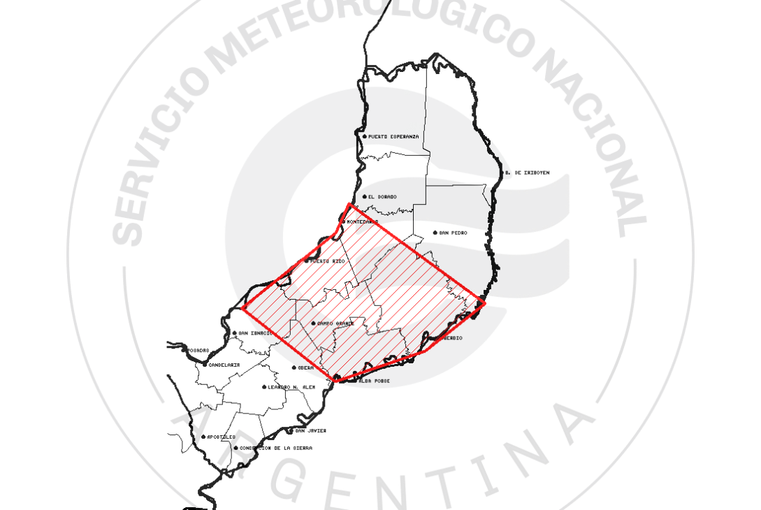 Emitieron un aviso por tormentas fuertes y posible granizo para nueve departamentos de Misiones 2