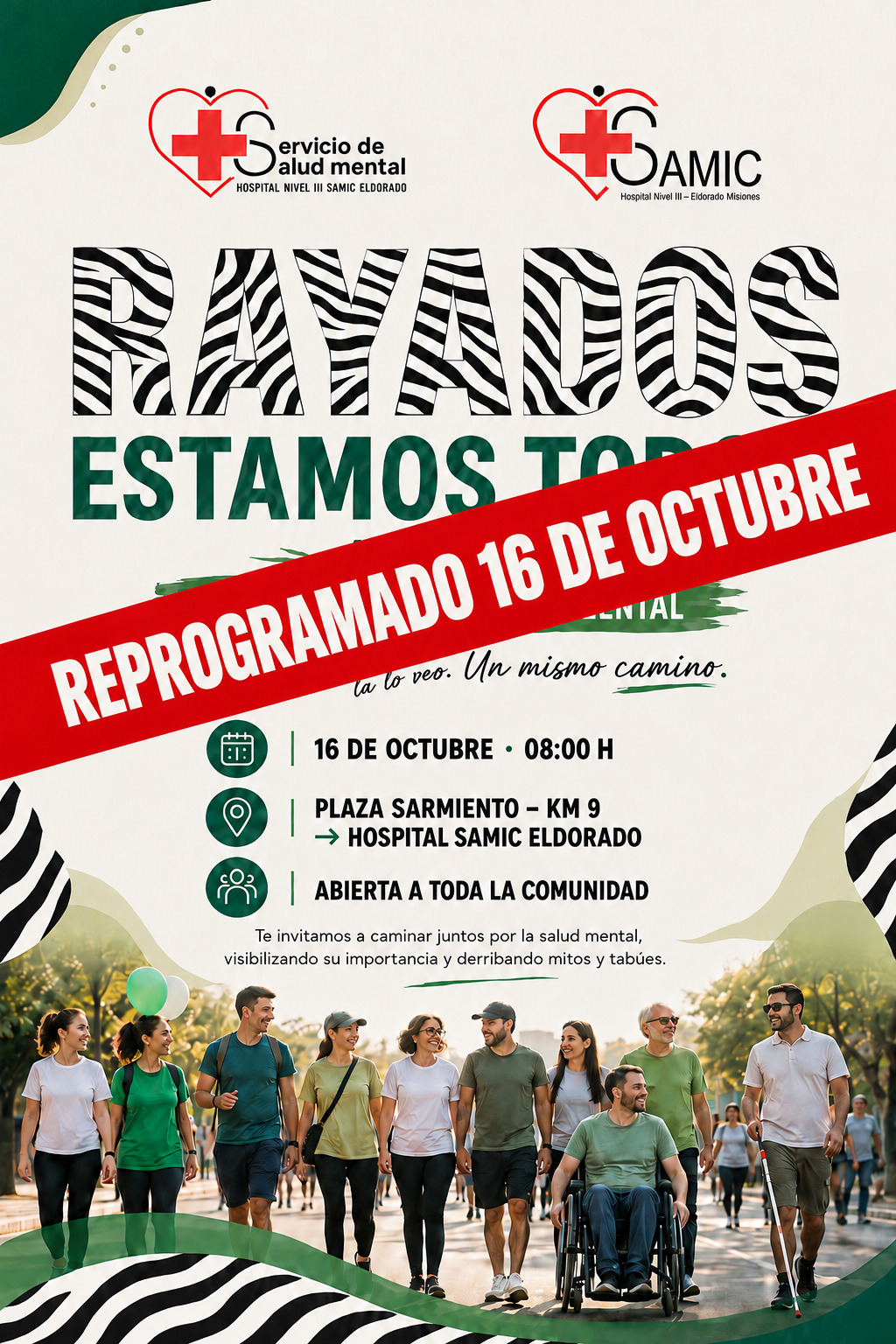 Por el temporal, reprogramaron la 4° Caminata por la Salud Mental en Eldorado para el viernes 16 de octubre 2